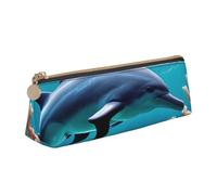 YANYU Beautiful Underwater World Dolphins Coral Print Functional Pencil Case Large Capacity 8.3 x 2.2 x 2.4In Triangle Pouch with Zipper