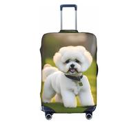 Yanyu Bichon Frise Dog on the grass Print Universal Suitcase Cover Elastic Washable Travel Luggage Protector Adult Luggage, White, XL