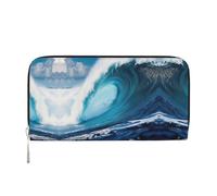 YANYU Big Ocean Wave HD Print Leather Hand Wallet Clutch for Women Casual and Travel Use All Occasions Wallet, Black, One Size, Art
