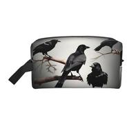 YANYU Black Crow Birds on a branch Print Travel Toiletry Bag Zippered Storage Bags with Handles Portable Cosmetic Organizer, White, One Size