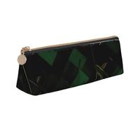 YANYU black green and gold geometric Print Functional Pencil Case Large Capacity 8.3 x 2.2 x 2.4In Triangle Pouch with Zipper