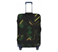 Yanyu black green and gold geometric Print Universal Suitcase Cover Elastic Washable Travel Luggage Protector Adult Luggage, White, M
