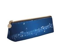 YANYU Blue Musical Notes Print Functional Pencil Case Large Capacity 8.3 x 2.2 x 2.4In Triangle Pouch with Zipper