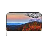 YANYU Blue Ridge Mountains Print Leather Hand Wallet Clutch for Women Casual and Travel Use All Occasions Wallet, Black, One Size, Art