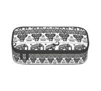 YANYU Bohemian Elephant Pattern Print Convenience Pencil Case 8.3 x 2 x 3.7 Inches style for Pens Pencils Small Items, Black, One Size