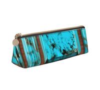 YANYU Bright Aqua Blue Turquoise Print Functional Pencil Case Large Capacity 8.3 x 2.2 x 2.4In Triangle Pouch with Zipper
