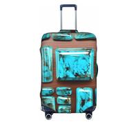 Yanyu Bright Aqua Blue Turquoise Print Universal Suitcase Cover Elastic Washable Travel Luggage Protector Adult Luggage, White, S