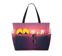 YANYU Bright Moon at Sea Hippie Print Functional Beach Bag Fashionable Summer Bags Reusable Picnic Gym Camping Holidays