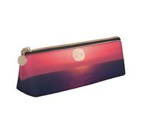 YANYU Bright Moon at Sea Hippie Print Functional Pencil Case Large Capacity 8.3 x 2.2 x 2.4In Triangle Pouch with Zipper, White, One Size