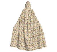 YANYU Butterfly Daisy Print Unisex Adult Halloween Hooded Cloak Full Length Cloaks With Vibrant For Cosplay