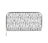 YANYU Cactus Plants Print Leather Hand Wallet Clutch for Women Casual and Travel Use All Occasions Wallet, Black, One Size, Art