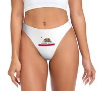 YANYU California state flag Print Seamless G-String Thong for Women Stretchy Breathable and Comfortable Daily Wear, Black, XS