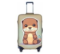 Yanyu Cartoon Cute Otter Print Universal Suitcase Cover Elastic Washable Travel Luggage Protector Adult Luggage, White, XL