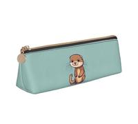 YANYU Cartoon Cute Otters Print Functional Pencil Case Large Capacity 8.3 x 2.2 x 2.4In Triangle Pouch with Zipper