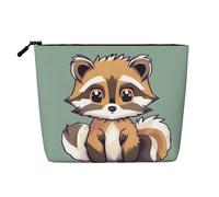 YANYU Cartoon cute raccoon Print Single-layer Makeup Bag Waterproof Travel Cosmetic Organizer Large Capacity, Black, One Size