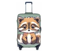 Yanyu Cartoon cute raccoon Print Universal Suitcase Cover Elastic Washable Travel Luggage Protector Adult Luggage, White, L