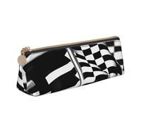 YANYU Checkered Flags Race Flags Print Functional Pencil Case Large Capacity 8.3 x 2.2 x 2.4In Triangle Pouch with Zipper
