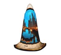 YANYU Chicago Reflected Print Unisex Hooded Cloak Variety Sizes For Halloween Cosplay Themed Parties Carnival