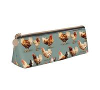 YANYU Chicken Prints Print Functional Pencil Case Large Capacity 8.3 x 2.2 x 2.4In Triangle Pouch with Zipper