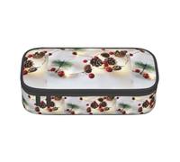 YANYU Christmas Garland with Lights Print Convenience Pencil Case 8.3 x 2 x 3.7 Inch Style for Pens Pencils Small Items, Black, One Size, Black, One size