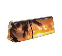 YANYU Coconut Beach Sunset Hammock Print Functional Pencil Case Large Capacity 8.3 x 2.2 x 2.4In Triangle Pouch with Zipper