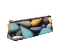 YANYU Colored Pebbles Print Functional Pencil Case Large Capacity 8.3 x 2.2 x 2.4In Triangle Pouch with Zipper
