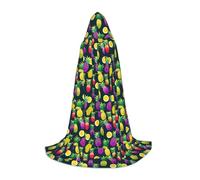 YANYU Colorful Fruit Pineapple Print Unisex Hooded Cloak Variety Sizes For Halloween Cosplay Themed Parties Carnival