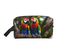 YANYU Colorful Parrots On Tree Print Travel Toiletry Bag Zippered Storage Bags with Handles Portable Cosmetic Organizer, White, One Size, White, One size