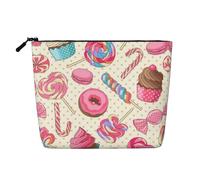 YANYU Colorful Sweet Lollipop Cupcake Donut Print Single-layer Makeup Bag Waterproof Travel Cosmetic Organizer Large Capacity, Black, One Size