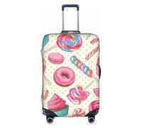 Yanyu Colorful Sweet Lollipop Cupcake Donut Print Universal Suitcase Cover Elastic Washable Travel Luggage Protector Adult Luggage, White, XL