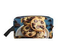 YANYU Cookies Food Chocolate Chips Biscuits Print Travel Toiletry Bag Zippered Storage Bags with Handles Portable Cosmetic Organizer, White, One Size, White, One Size