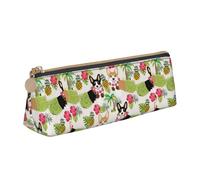 YANYU Corgi Hawaiian Tropical Summer Pineapple Print Functional Pencil Case Large Capacity 8.3 x 2.2 x 2.4In Triangle Pouch with Zipper