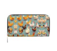YANYU cute chicken walking Print Leather Hand Wallet Clutch for Women Casual and Travel Use All Occasions Wallet, Black, One Size, Art