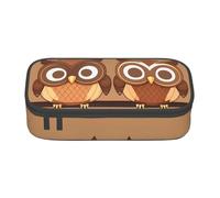 YANYU Cute Large Brown Cartoon Owls Print Convenience Pencil Case 8.3 x 2 x 3.7 Inch Style for Pens Pencils Small Items,Black,One Size, Black, One size