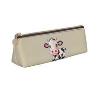 YANYU Cute White Cow Print Functional Pencil Case Large Capacity 8.3 x 2.2 x 2.4In Triangle Pouch with Zipper