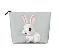 YANYU Cute White Rabbit Print Single-layer Makeup Bag Waterproof Travel Cosmetic Organizer Large Capacity, Black, One Size