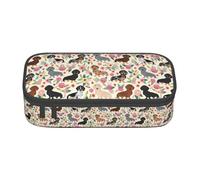 YANYU Dachshund Floral Print Convenience Pencil Case 8.3 x 2 x 3.7 Inches style for Pens Pencils Small Items