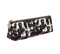 YANYU Dachshund Weiner Pet Dog Print Functional Pencil Case Large Capacity 8.3 x 2.2 x 2.4In Triangle Pouch with Zipper
