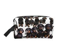YANYU Dachshund Weiner Pet Dog Print Travel Toiletry Bag Zippered Storage Bags with Handles Portable Cosmetic Organizer, White, One Size