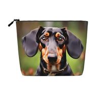 YANYU Dachshund Weiner Pet Dogs Print Single-layer Makeup Bag Waterproof Travel Cosmetic Organizer Large Capacity, Black, One Size