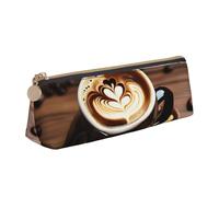 YANYU Delicious Heart Coffee Print Functional Pencil Case Large Capacity 8.3 x 2.2 x 2.4In Triangle Pouch with Zipper