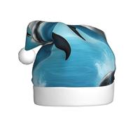 YANYU Dolphins In Love Print Adult Christmas Hat Santa Hats For Xmas Party For Christmas Costume And Decorations