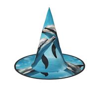 YANYU Dolphins In Love Print Carnival Unisex Costume Halloween Witch Hat For Parties Masquerades Role-Playing
