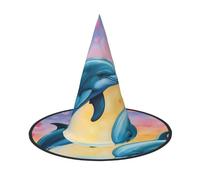 YANYU Dolphins In Love Print Carnival Unisex Costume Halloween Witch Hat For Parties Masquerades Role-Playing