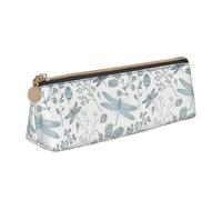 YANYU Dragonfly Flower Print Functional Pencil Case Large Capacity 8.3 x 2.2 x 2.4In Triangle Pouch with Zipper