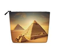 YANYU Egyptian Pyramid in Desert Print Single-layer Makeup Bag Waterproof Travel Cosmetic Organizer Large Capacity, Black, One Size