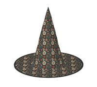 YANYU Ethnic Circles Floral Pattern Print Carnival Unisex Costume Halloween Witch Hat For Parties Masquerades Role-Playing