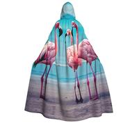 YANYU Flamingo Beach Print Hooded Unisex Adult Cloak Halloween Christmas Carnival Theme Parties Comfortable