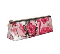 YANYU Flamingo Floral Printed Print Functional Pencil Case Large Capacity 8.3 x 2.2 x 2.4In Triangle Pouch with Zipper