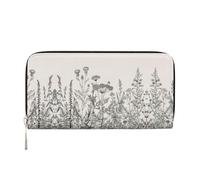 YANYU Floral Herbs Botanical Engraving Print Leather Hand Wallet Clutch for Women Casual and Travel Use All Occasions Wallet, Black, One Size, Art